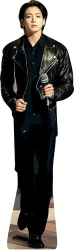 JUNGKOOK BLACK LEATHER JACKET MICROPHONE   70