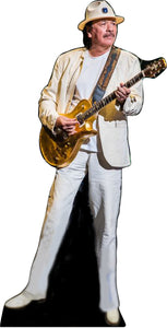 CARLOS SANTANA -60's-present- WHITE SUIT GOLD GUITAR-  70"TALL CARDBOARD CUTOUT STANDEE - PARTY DECOR