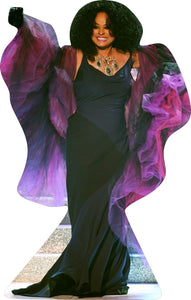 DIANA ROSS - BLACK GOWN FUSCHIA STOLE - 65"TALL LIFE SIZE CARDBOARD CUTOUT STANDEE - PARTY DECOR