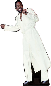 MARVIN GAYE - WHITE LONG COAT  50's-80's -73"TALL LIFE SIZE CARDBOARD CUTOUT STANDEE - PARTY DECOR