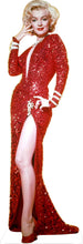 Load image into Gallery viewer, MARILYN MONROE RED SEQUIN GOWN 66&quot; TALL CARDBOARD CUTOUT STANDEE - PARTY DECOR