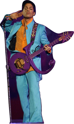 PRINCE - TURQ SUIT/ORANGE SHIRT/ PURPLE GUITAR 63