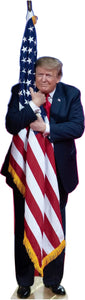 TRUMP HUGS THE FLAG 88" TALL CARDBOARD CUTOUT STANDEE - PARTY DECOR